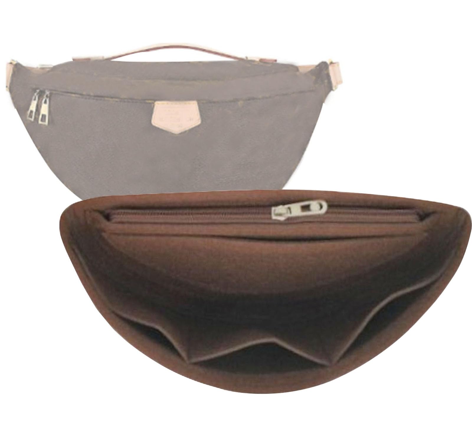 Purse Organizer Insert for Waistpack Inner Sleeve BUMBAG Lining Bag Storage Bag2047Dark brown