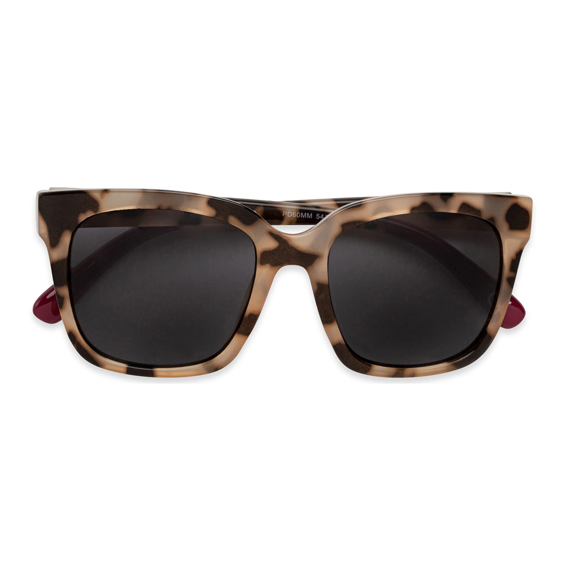 Sofia Vergara x Foster Grant Women's Sierra Full Lens SunReaders Square Reader Sunglasses, Berry Tortoise, 54 mm + 2.5