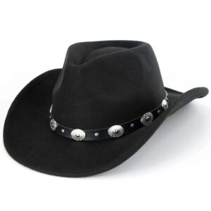 Womens Classic Roll Up Western Cowboy Hat Wide Brim Felt Fedora Hat for Men