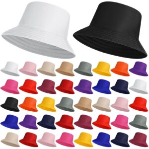 haysandy 45 pcs solid bucket hat bulk multicolor hat packable fishing hats travel bucket hat beach fishing cap for women men(multicolor)