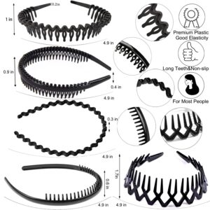 LAPOHI 10 pcs Non Slip Fashion Effortless Plastic Headbands with Teeth Skinny Hair Bands Combs for Women Men Teen Girls