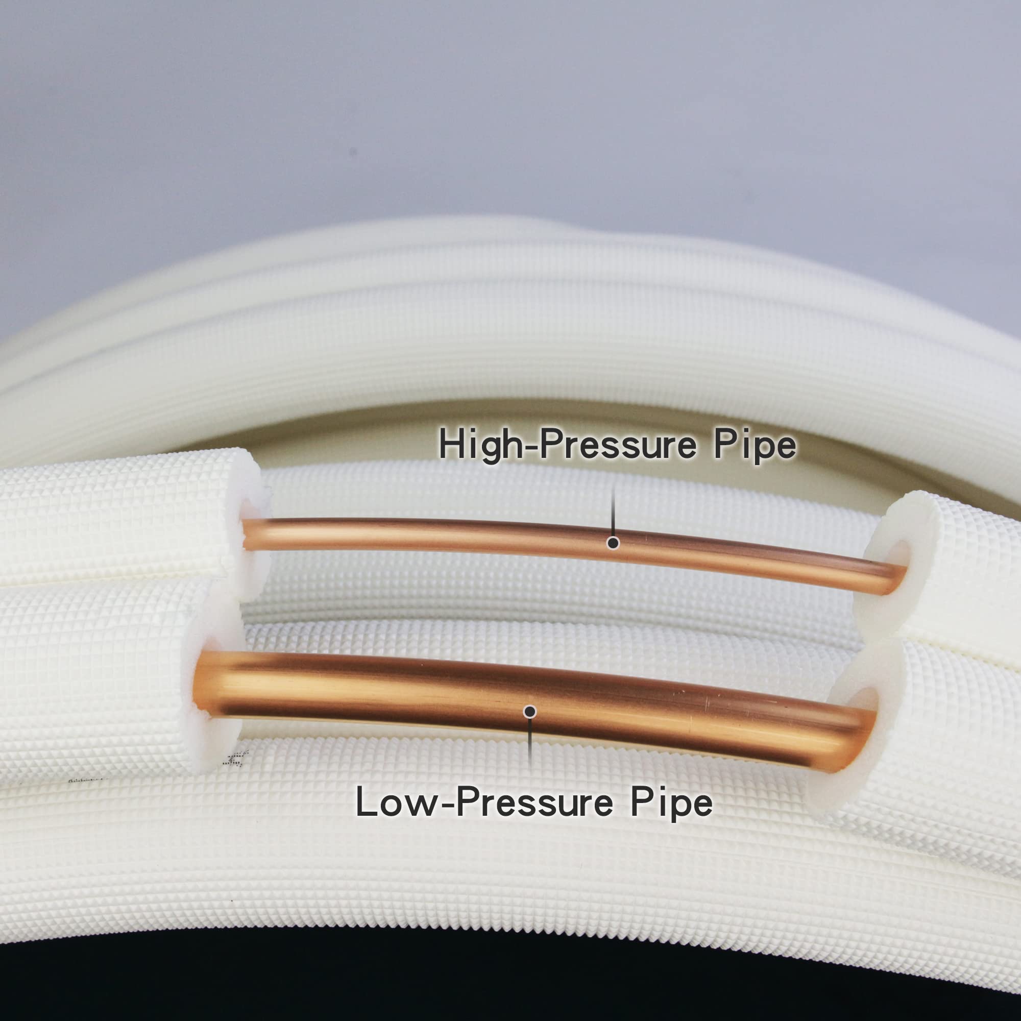 25ft Length Mini Split Line Set,1/4" 5/8" OD Copper Pipes Tubing and 3/8 White PE Thickened Insulated Coil with Flared Nuts for Mini Split Air Conditioner HVAC or Heat Pump System. (25Ft(1/4+5/8))