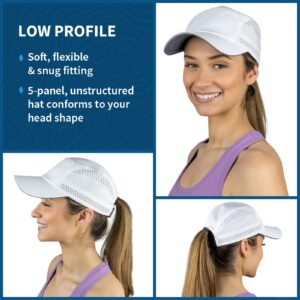 TrailHeads Womens Running Hat - Recycled Cap for Women - Athletic Ladies Baseball Caps for Sports, Golf, Tennis, Workout White