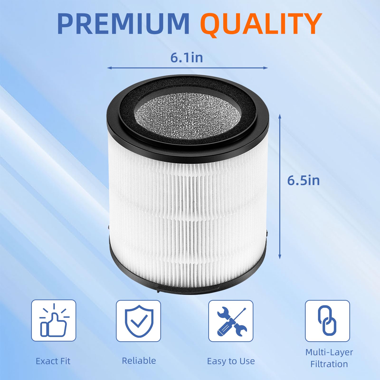 KJ150F-C02 Replacement Filter for Silveronyx Air Purifier 5 Speed H13 True HEPA Activated Carbon Filter, 2 Pack