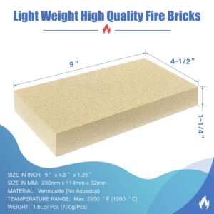 Protalwell Woodstove Firebricks, Upgrade Fire Bricks Replacement for US Stove FBP6, Size 9" x 4-1/2" x 1-1/4", 12-Pack