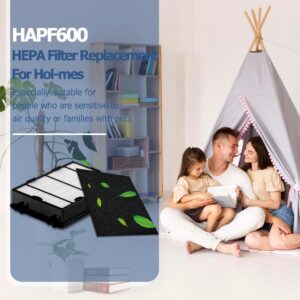 NISHCON HAPF600 HEPA Filters for Holmes HAP616, HAP633, HAP653, HAP726, HAP756, HAP759, HAP8615, HAP8650, HAP9726 Air Purifier, Replace HAPF600TCS (3 HEPA Filters& 3 Carbon Filters)