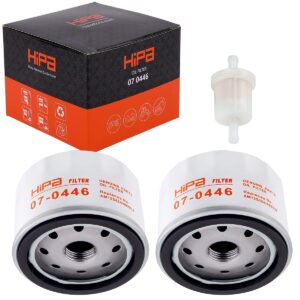 Hipa 49065-7007 Oil Filter Replace for Kawasaki FR600V FR691V FR651V FR730V FS730V FS651V FS600V FR541V FX600V FX730V FS481V 4 Cycle Engine with Fuel Filter (Pack of 2)