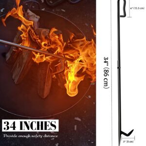 Fire Poker for Fire Pit, 34 Inch Long Fireplace Poker with Upgrade Removable Design for Easily Carry, Anti-Rust Solid Steel Campfire Poker for Fireplace, Camping, Wood Stove, Outdoor and Indoor Use