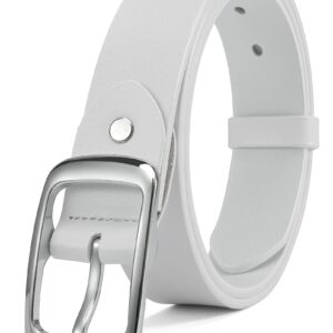 CHAOREN Womens Belts for Jeans - White Leather Belt Women 1.3" Width - Genuine Leather Crafted by Hand