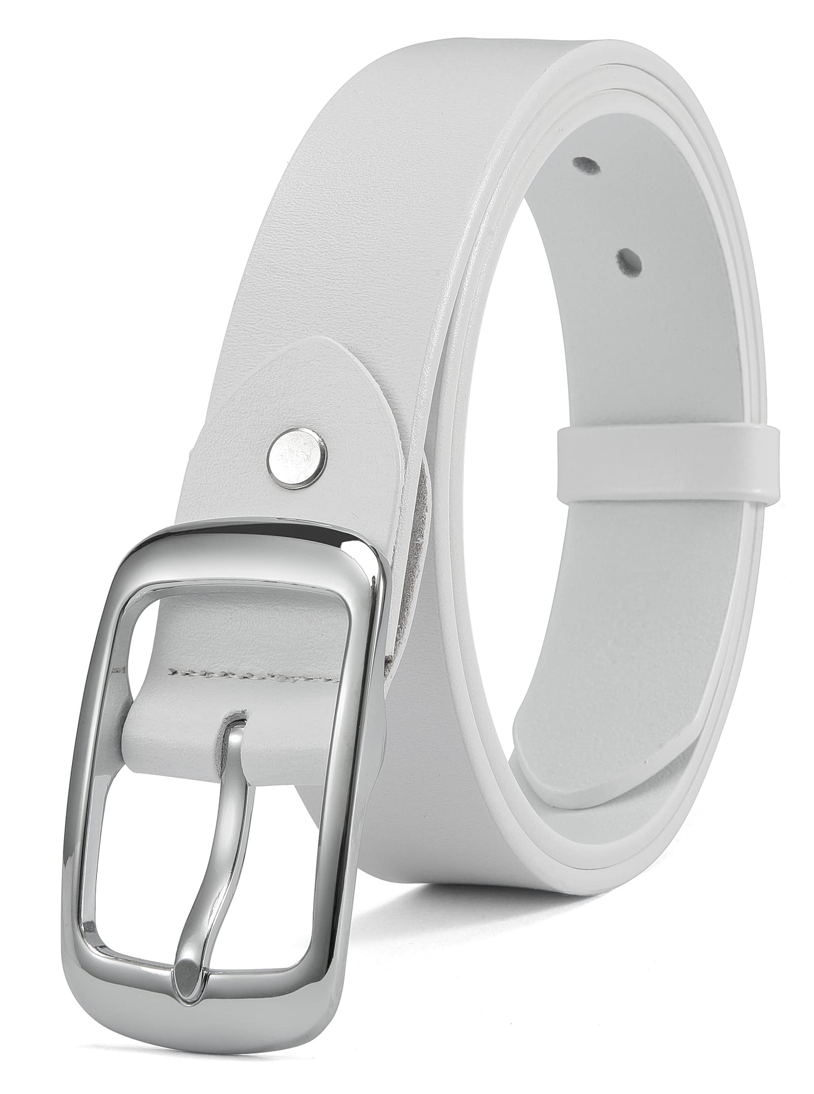 CHAOREN Womens Belts for Jeans - White Leather Belt Women 1.3" Width - Genuine Leather Crafted by Hand