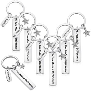 yinkin 6 pcs thank you gifts appreciation keychain you make a difference gift key chain thank you keychain engraved stainless steel key charm for christmas coworker teacher doctor employee