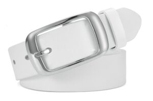 chaoren womens belts for jeans - white leather belt women 1.3" width - genuine leather crafted by hand