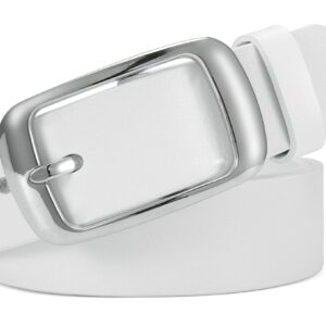 CHAOREN Womens Belts for Jeans - White Leather Belt Women 1.3" Width - Genuine Leather Crafted by Hand