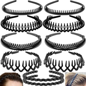 lapohi 10 pcs non slip fashion effortless plastic headbands with teeth skinny hair bands combs for women men teen girls