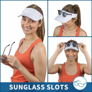 TrailHeads Sun Visor Hat for Women - Recycled Running Visors for Women - Tennis, Golf, Softball, Summer - Women's Visors White