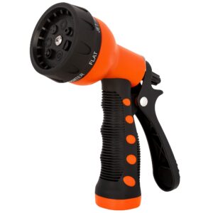 NEXCOVER Garden Hose Nozzle Sprayer - 7 Adjustable Watering Patterns Nozzle for Water Hose, Non-Slip Garden Spray Nozzle for Car Washing, Watering Plants, Pets Showering, Lawns Cleaning, Orange