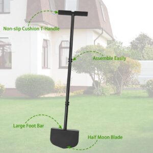 DenForste 43inch Edger Lawn Tool - Manual Lawn Edger - Border Edger, Half Moon Lawn Edger with T-Grip for Lawn, Garden or Sidewalk