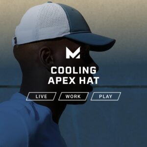 MISSION Cooling Apex Hat, Bering Sea/White - Unisex Baseball Cap for Men & Women - Lightweight & Adjustable - Cools Up to 2 Hours - UPF 50 Sun Protection - Machine Washable