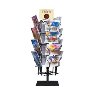 fixturedisplays® up to 9.9" wide 16 adjustable pockets display rack, greeting post card christmas holiday spinning rack stand. pocket size: 4.5-9.9" wide x 5.8" tall, 16 pockets 11602-m-blk-npf-sl