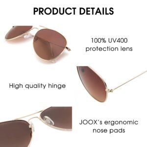 JOOX Polarized Aviator Sunglasses for Women Men, UV400 Protection Lens and Lightweight Metal Pilot Frame