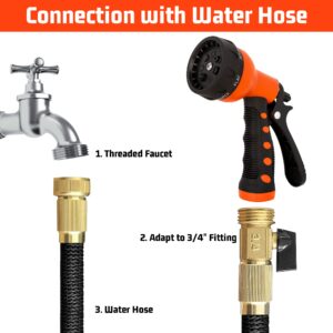 NEXCOVER Garden Hose Nozzle Sprayer - 7 Adjustable Watering Patterns Nozzle for Water Hose, Non-Slip Garden Spray Nozzle for Car Washing, Watering Plants, Pets Showering, Lawns Cleaning, Orange