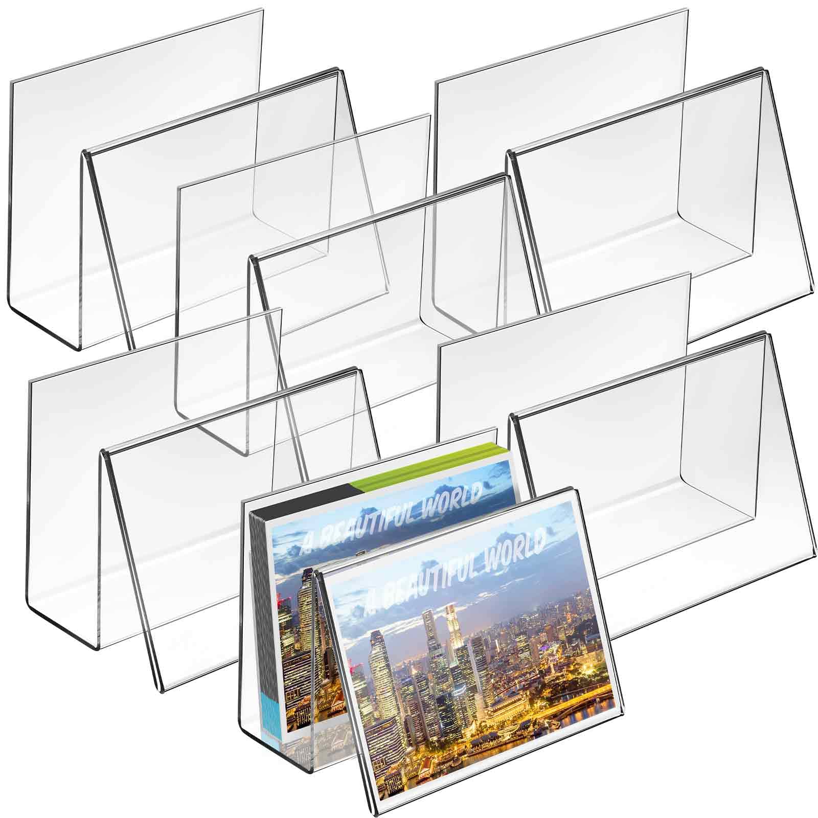 Clear Acrylic Postcard Holder Greeting Card Display Clear Business Card Stand Rack for Index Card Organizer Desk Table Home Office, 6 x 4.25 x 4.5 Inches(6 Pcs)