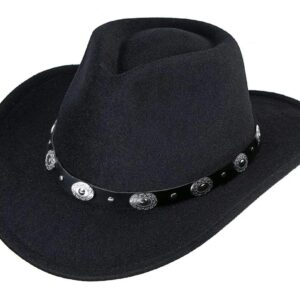 Womens Classic Roll Up Western Cowboy Hat Wide Brim Felt Fedora Hat for Men