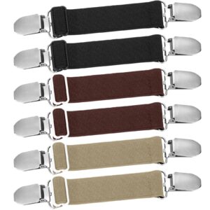 eurzom 6 pcs pant waist tightener waist cinch clip belt adjustable elastic pant clip women men(black, brown, dark brown)