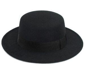 classic black flat-top fedora hat wide-brim pork-pie hat boater hat church dery cap for women men