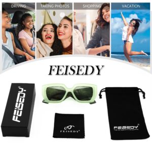 FEISEDY Oversized Square Sunglasses for Women Men Thick Frame Shades B4074