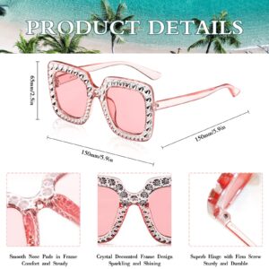 Matcheck 10 Pack Women Sparkling Crystal Sunglasses Oversized Square Diamond Thick Frame Glasses Funky Big Cool Eyeswear