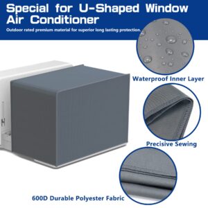 Wintcomfort U-Shaped Window Air Conditioner Winter Cover, Heavy Duty Air Conditioner Cover for Outdoor Units Protection, Waterproof & Windproof