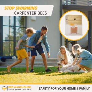 Bee Warehouse - Carpenter Bee Trap - Wood Boring Bee Trap - Unique Catch & Release Outdoor Carpenter Bee Trap - Includes Hanging Hardware & 5 Bee Dams