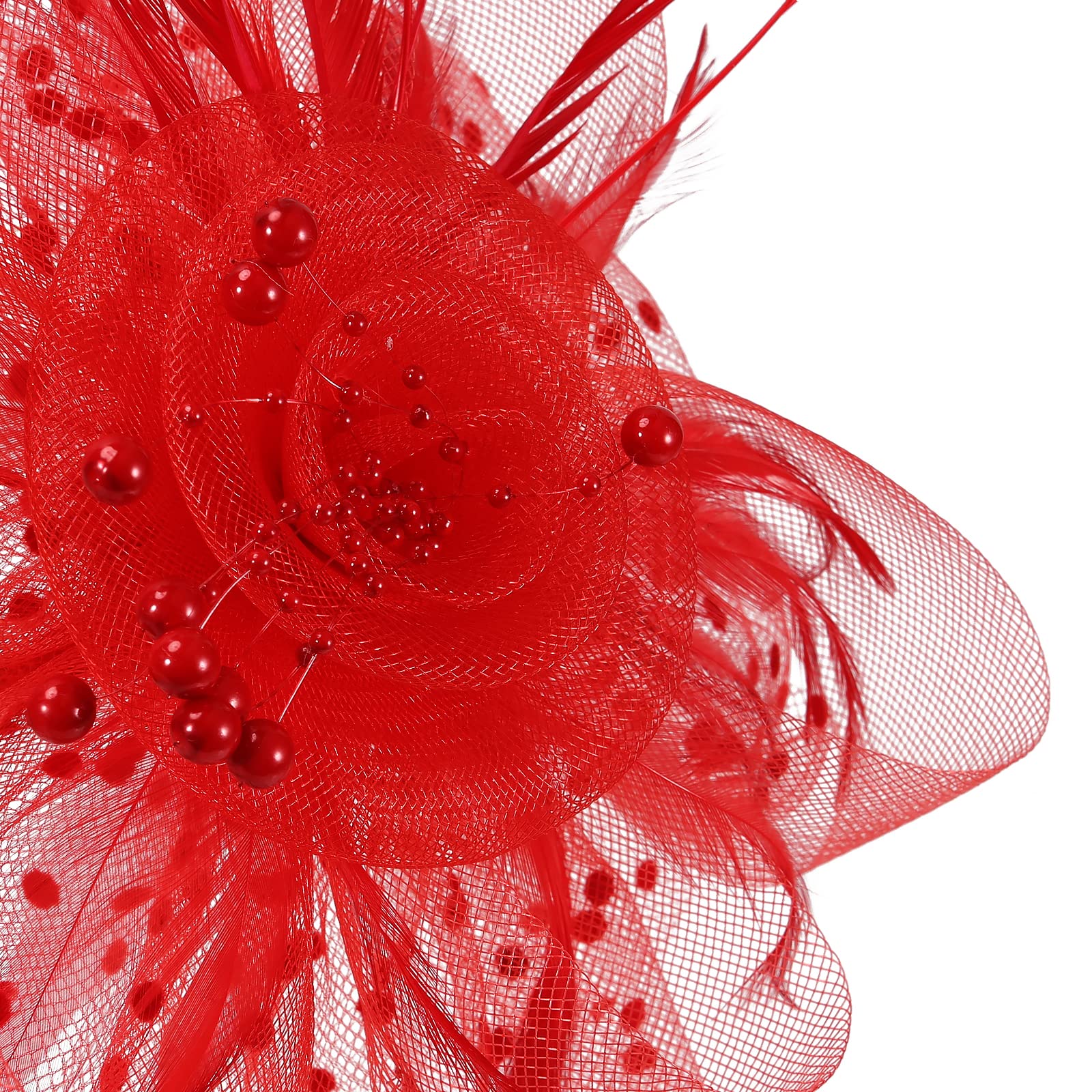 Takmor Fascinators for Women, Kentucky Derby Hats for Women Tea Party Tea Party Hat for Women for Church Wedding Cocktail Red