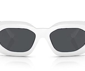 Versace VE 4425U 314/87 Irregular Plastic White Sunglasses with Dark Grey Solid Color Lens