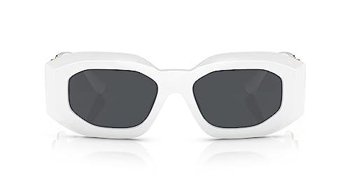 Versace VE 4425U 314/87 Irregular Plastic White Sunglasses with Dark Grey Solid Color Lens