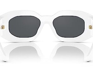 Versace VE 4425U 314/87 Irregular Plastic White Sunglasses with Dark Grey Solid Color Lens