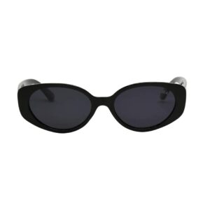 i-sea women's marley polarized sunglasses, mini oval, cat eye, trendy, scratch-resistant, black frame, smoke lens