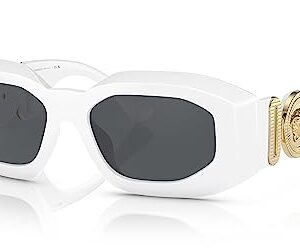 Versace VE 4425U 314/87 Irregular Plastic White Sunglasses with Dark Grey Solid Color Lens