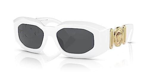 Versace VE 4425U 314/87 Irregular Plastic White Sunglasses with Dark Grey Solid Color Lens