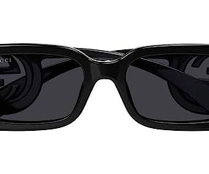 Gucci Women's Chaise Lounge Narrow Rectangular Sunglasses, Black-Black-Grey, One Size