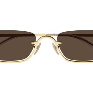 Gucci GG Upside Down Super Narrow Sunglasses, Gold-Gold-Brown, One Size