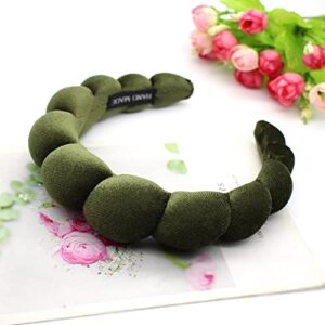 Uchyius Fashion Headbands for Women Padded Fabric Hair Bands Wide Velvet Non Slip Headband Hair Accessories for Women Girls, Leaf Green