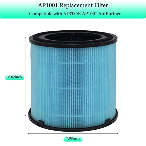 Nyingchi AP1001 Replacement Filter,Compatible with AIRTOK® AP1001 Air Purifier. 5-Layer Purification System H13 Ture HEPA Filter,2-Pack