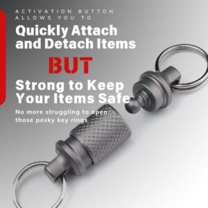 Titanium Quick Release Keychain, Detachable Key Ring Quick Release, Quick Disconnect Keychain, Key Chain Quick Release for Men and Women, Heavy Duty Detachable Keychain with 4 Key Rings, 1 Carabiner