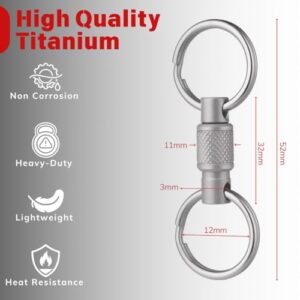 Titanium Quick Release Keychain, Detachable Key Ring Quick Release, Quick Disconnect Keychain, Key Chain Quick Release for Men and Women, Heavy Duty Detachable Keychain with 4 Key Rings, 1 Carabiner