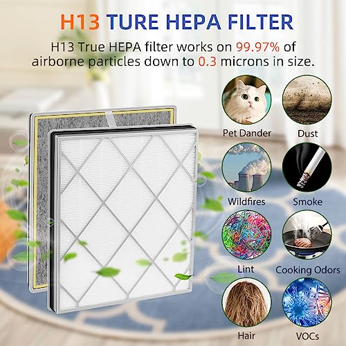 HE401 Replacement Filter for Shark Air Purifier 4,HE400 HE401 HE402 HE405,HE4FKPET,H13 True HEPA with Advanced Odor Lock Filter