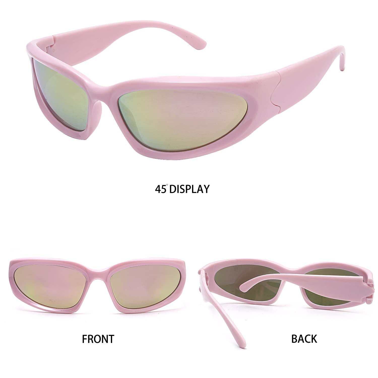 knliwkm 3 Pairs Oval Sporty Wrap Around Sunglasses Y2K Futuristic Glasses Shades for Women Men Trendy Fashion Silver