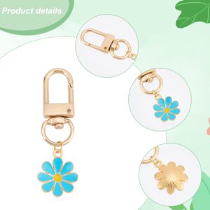 PH PandaHall 24pcs Flower Keychain, Daisy Enameled Charms Aesthetic Keychain Car Key Ring Pendant Key Chains for Mom Mother's Day, Handbag Bag, Earphone Case Decoration, Purse Accessories