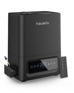 fabuletta top fill humidifiers for bedroom, 5l cool mist air humidifiers with remote control, 3 mist levels, essential oil diffuser, 2.4mhz ultrasonic, auto mode, quiet sleep ＆ night light(black)